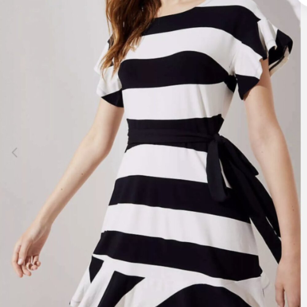 Ann Taylor Loft Striped Flounce dress Tie At Waist (2)